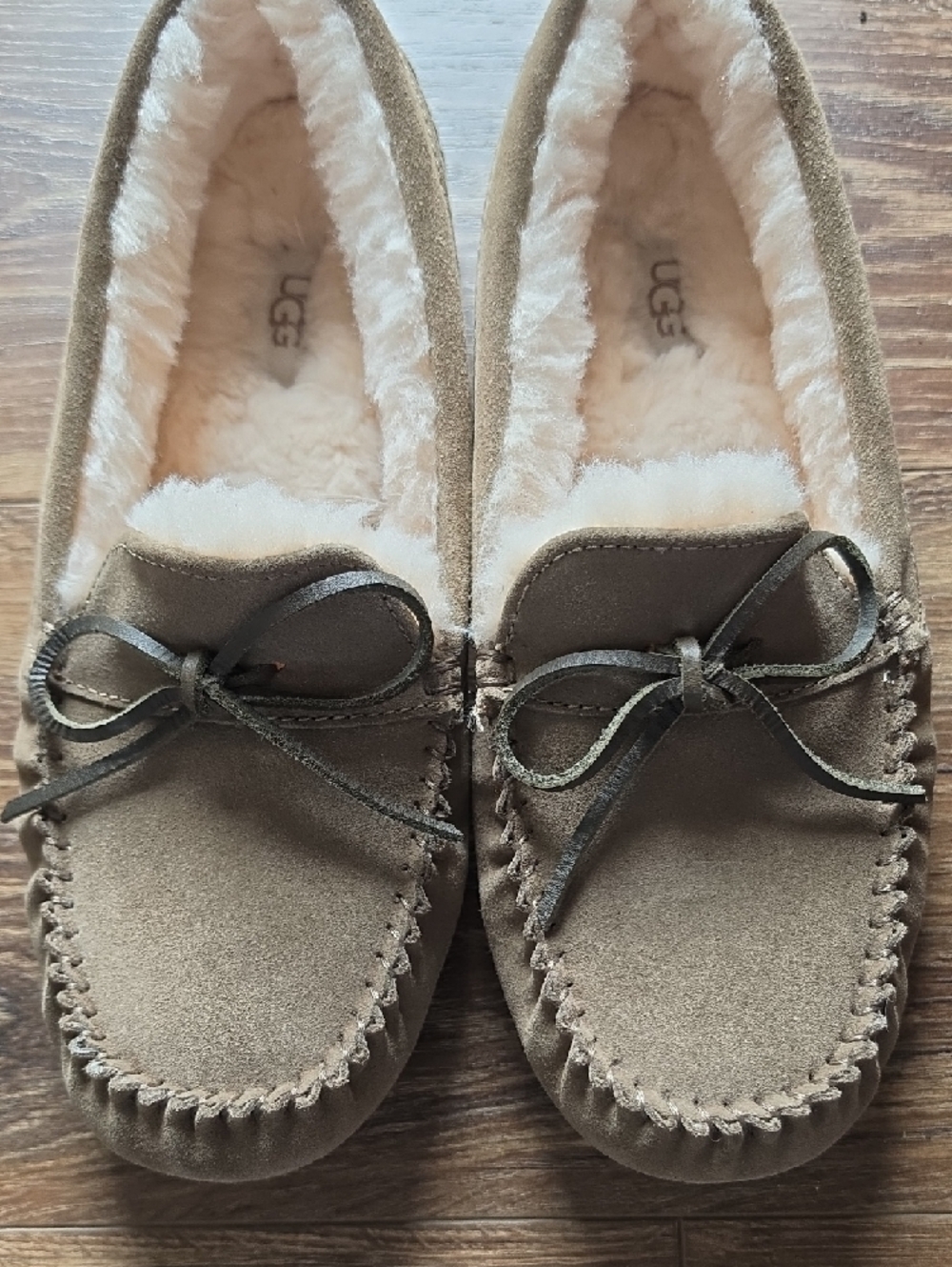 UGG Chestnut Suede Shearling Lined Moccasin Slippers